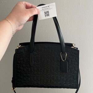 Coach Signature C Black Leather Crossbody Purse